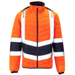 2 Tone HV Puffer Jacket Orange/Navy - S